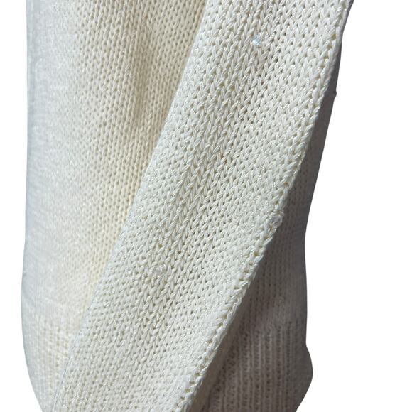 VTG 80s Glam Beaded Hand Knit Sweater Sz L Angora Wool Fringe Puff Sleeve Party - Picture 9 of 13